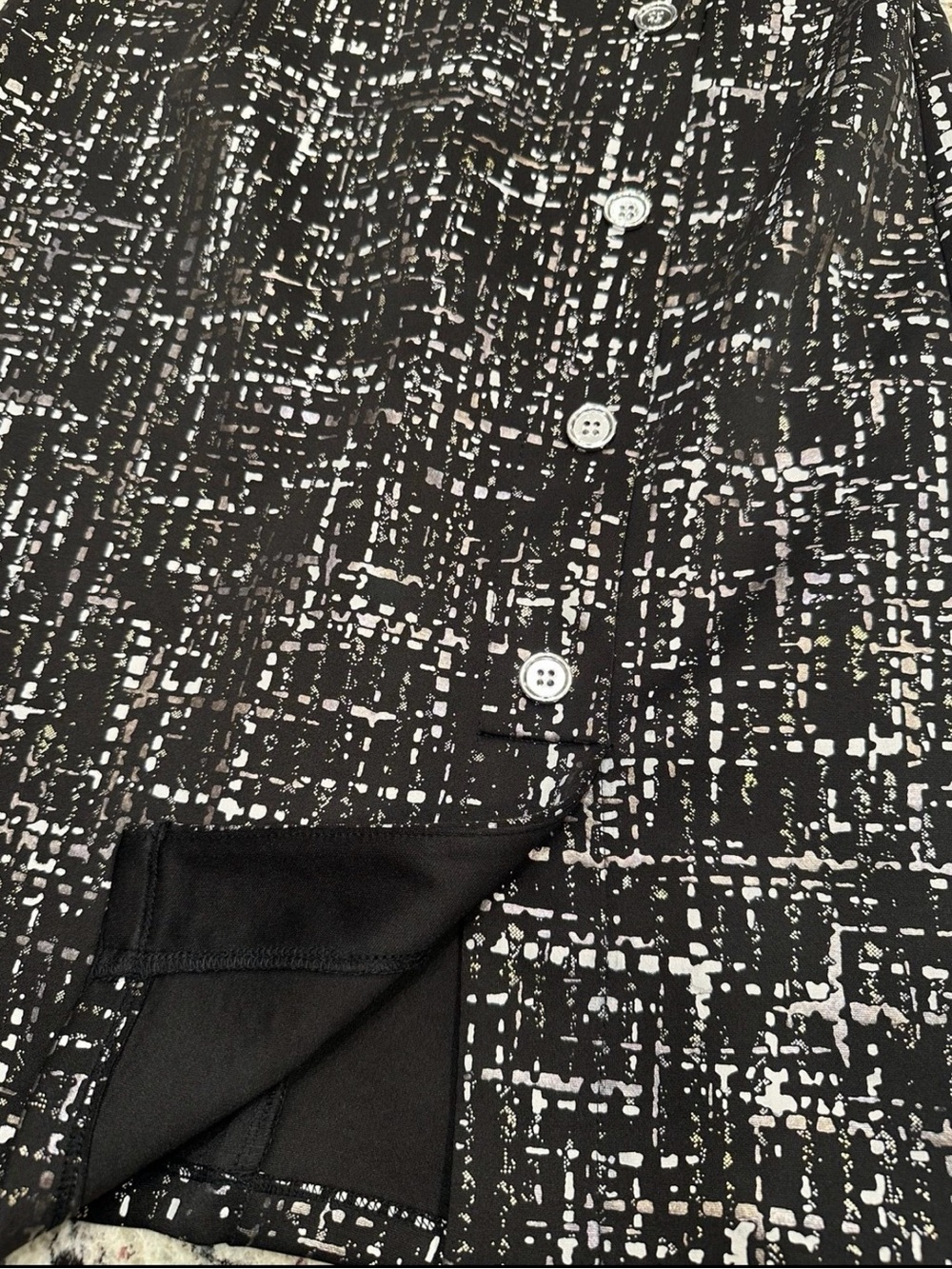 NWT Stella & Julie Black White Abstract Knit Sheath Dress Sleeveless Zip Slit 6 - Picture 7 of 10